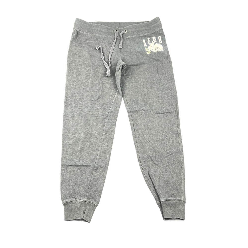 Aeropostale AERO Gray Floral Logo Joggers Sweatpants Womens Size M